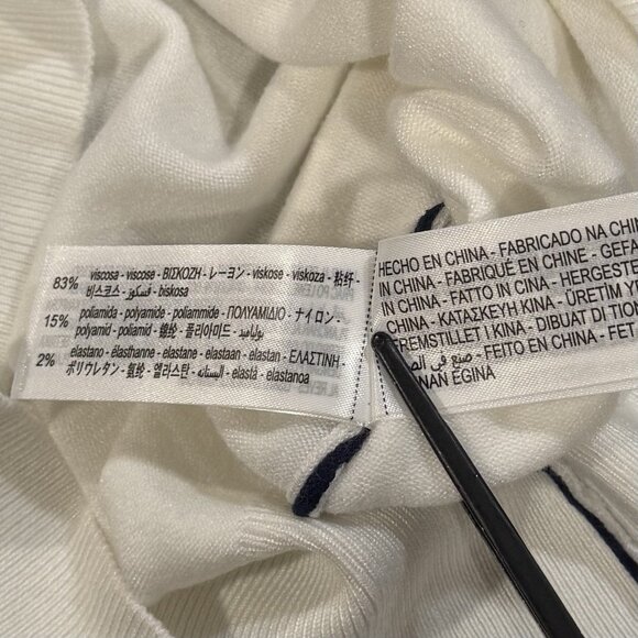 NWT Zara Sleeveless Top Stretch Knit Preppy Nautical White Navy Women’s Small - Picture 6 of 9
